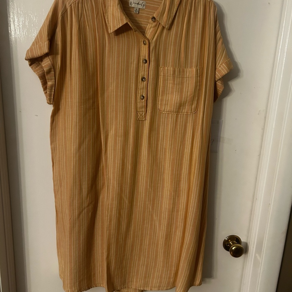 Universal Thread Striped Button-Down Dress